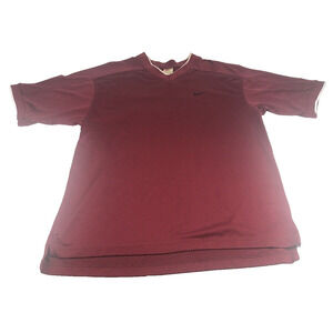Vintage 90s Nike Men's Pullover Shirt Large Dri-fit Mesh V-Neck Red Maroon 56323